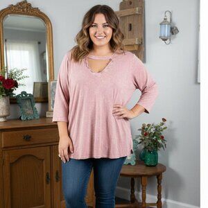 Torrid Distressed V Neck Cut Out T-shirt Size 1X